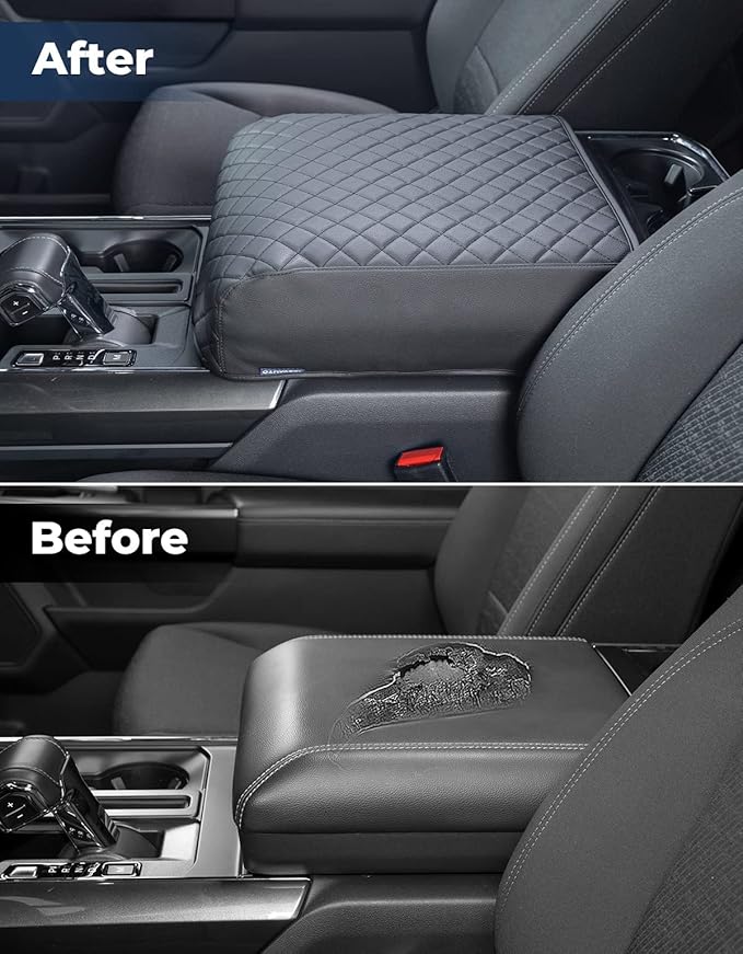 ISSYAUTO Center Console Cover Compatible with 2021 2022 2023 2024 2025 Ford F150 Armrest Cover Leather Arm Rest Cover Middle Console Cover Armrest Box Protective Cover