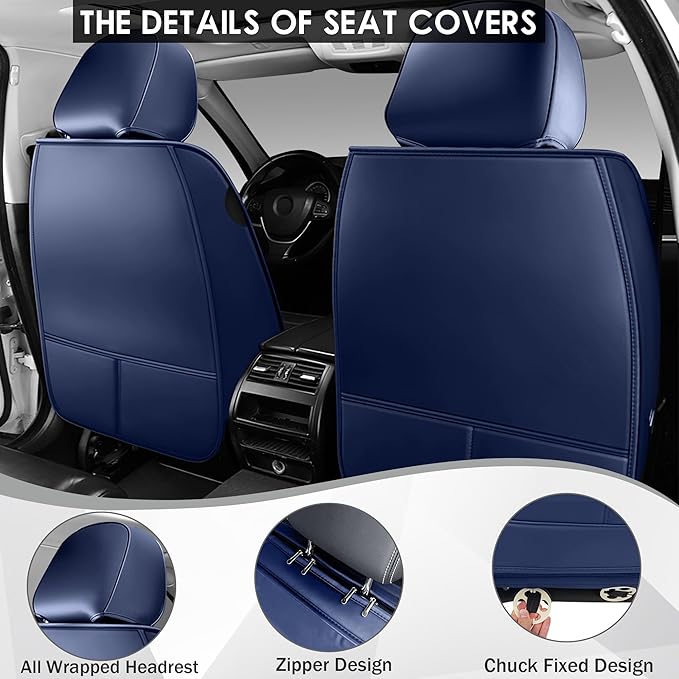 JGDL Car Seat Covers for Subaru Crosstrek 2016-2026, 2 Piece Set Nappa Leather Non-Slip Seat Protectors, Breathable Seat Cover Set. (Deluxe 2 Seats, Black Blue)