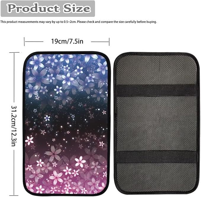 Cherry Blossom Blue Pink Print Auto Center Console Cover Arm Rest Cover for SUV Truck,Soft Car Arm Rest Cover Universal Fit