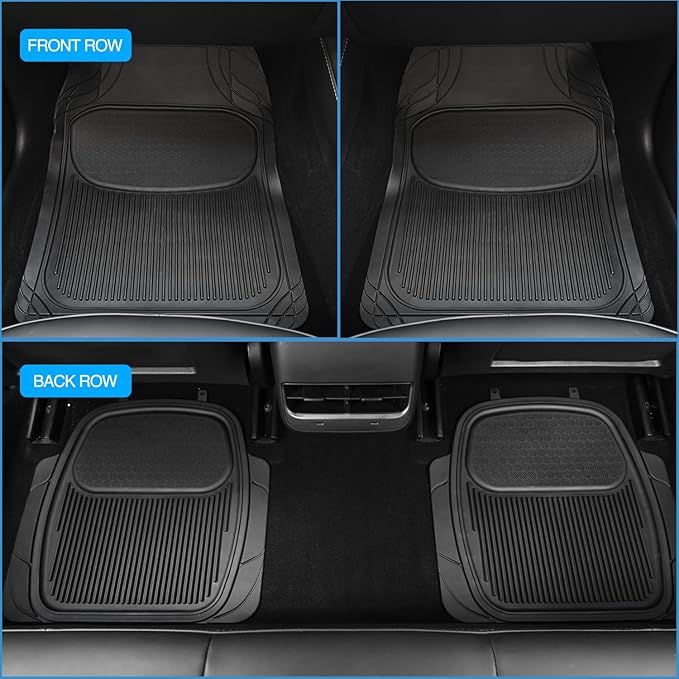 Nilight PVC Floor Mats for Cars Trucks SUVs,Universal Trim to fit for Most Vehicles,All Weather Protection Heavy Duty Floor Liners,Pack of 4