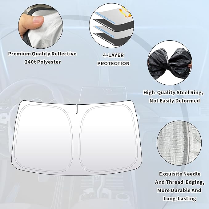 Thickened 2-Layer Front Windshield Sun Shade Compatible for Toyota Venza AV10 2008, Foldable Custom Fit Sunshade Blocks 99% Heat, Keeps Car Interior Cool (for Venza AV10 2008)