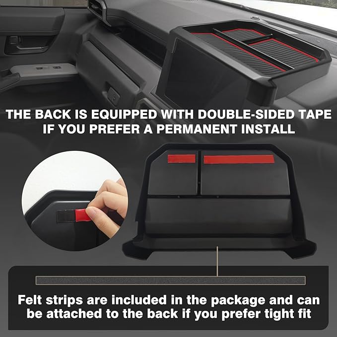 Muslogy Dashboard Storage Box Compatible with 2024 2025 Tacoma & 2025 4Runner Accessories Center Console Organizer w/ 8-inch Screen for SR SR5 TRD PreRunner TRD Sport Off-Road Pro Trailhunter (Red)
