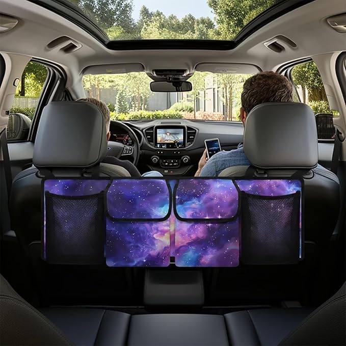 Nebula Galaxy Car Trunk Organizer SUV with 3 Non-slip Strips, Back Hanging Car Storage Organizer with Pockets, Auto Accessories Interior Decoration