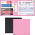 Wisdompro Car Registration and Insurance Holder 2 Pack PU Leather Vehicle Glove Box Documents Organizer Auto Accessories Wallet Paperwork Case for Women ID Card, Driver's License - Pink and Black