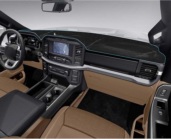 x xotic tech Center Console Dashboard Mat Compatible with Ford F-150 F150 2021 2022 2023, Pre-Cut Non-Slip Sunshield Sun Glare Protector Dash Carpet Pad Black Cover (only fit 8 inch Screen)