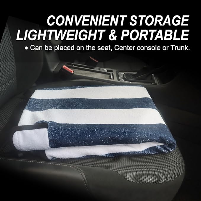 nbnhxnff Sweat Towel Car Seat Cover Protector Rear Seats for Gym Workout,Running,Swimming,Beach and Hiking,Waterproof Universal Seat Cover for Car,Trucks,Van&SUV(Blue & White Stripe, 1pcs Rear Seat)