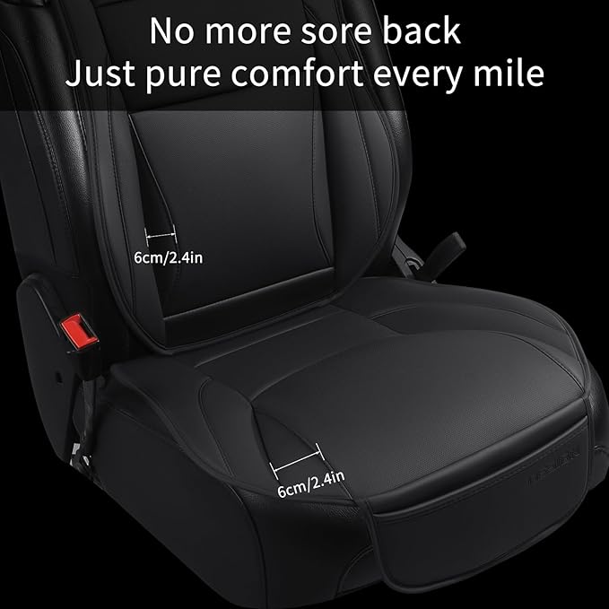 Gripure Car Seat Cover Protector for Front Seats – Waterproof, Breathable Faux Nappa Leather, Airbag Compatible, Dual Support for Waist & Legs, Universal Fit for Sedans, SUVs, Pickups (2pcs, Black)