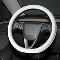 Microfiber Leather Universal 14.5-15 inch Steering Wheel Cover,Easy to Install Non-Slip Breathable Steering Wheel Protector White