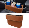 Car Cup Holder, Multifunctional Auto Drink Holder Gap Filler Storage Box, Leather Car Seat Organizer with Cup Holder, Universal Vehicle Front Seat Organizer for Bottle Phone (Brown)