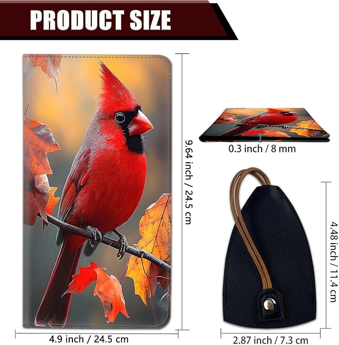 Car Document Holder with Magnetic Shut, Car Registration and Insurance Card Holder, Vehicle Glove Box Organizer Documents, Driver License Auto Paperwork Organizer Wallet,Red Cardinal In Fallen Leaves