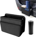 Car Trash Can, Foldable Mini Car Trash Can with 1 Roll Garbage Bag, Hanging Vehicle Garbage Organizer Holder, Automotive Interior Accessories Waterproof Storage Box (Black)