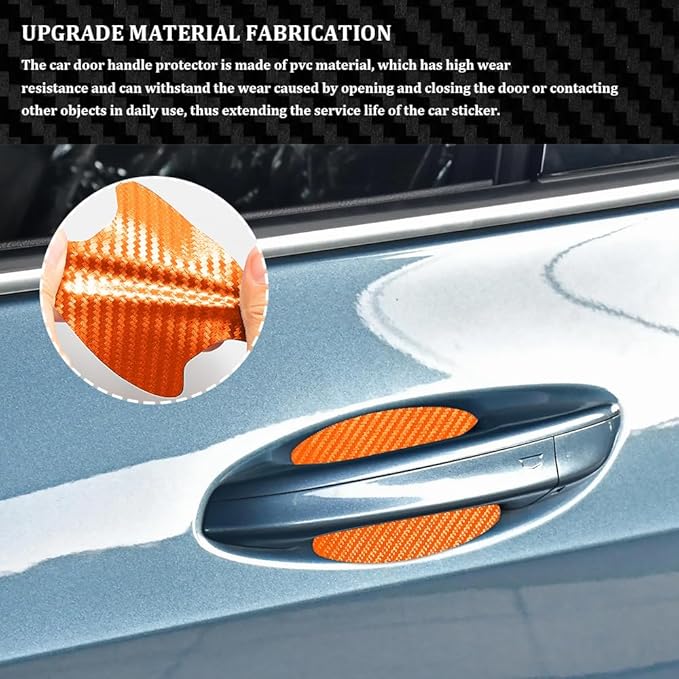 4PCS Car Door Handle Cup Scratch Protectors, Carbon Fiber Anti-Scratches Car Door Cup Protector, Universal Door Handle Protective Film, Car Door Handle Paint Cover Guard Pad for Most Car Handles