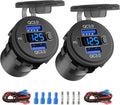 2 Pack 12 Volt USB Outlet Dual Quick Charge 3.0 Port and PD3.0 USB C Car Battery Chargers Socket, Waterproof 12V Power Outlet Cigarette Lighter Replacement DIY Kit with Voltmeter and Switch