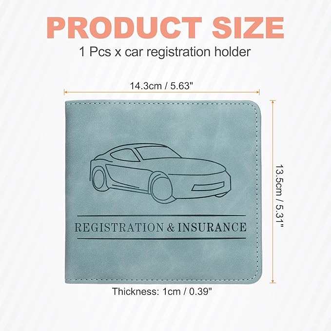 HARFINGTON Car Registration and Insurance Holder 5.63" x 5.31" PU Leather Vehicle Glove Box Organizer Storage Accessories Men Women Car ID Holder for License ID Card Bank Card, Green