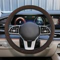 Elastic Stretch Steering Wheel Cover, Anti-Slip 15 inch Microfiber Odorless Breathable Ice Silk Car Steering Wheel Protector, Easy Carry, Warm in Winter & Cool in Summer (Coffee)
