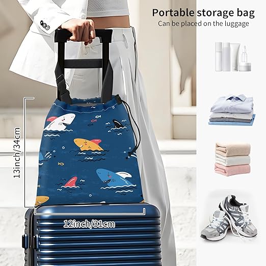AFYEWKC Car Trash Bag Large Hanging Can for Back of Seat, Cute Waterproof Car Garbage Bag for Vehicle, Travelling, Outdoor Cute Cartoon Blue Shark