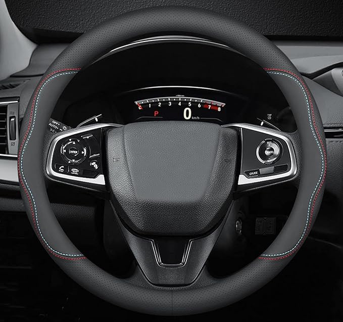 Car Steering Wheel Cover Compatible with Subaru Legacy 2025 2024 2000-2023 Year, Breathable Premium Leather, Anti-Slip Design, A-Style