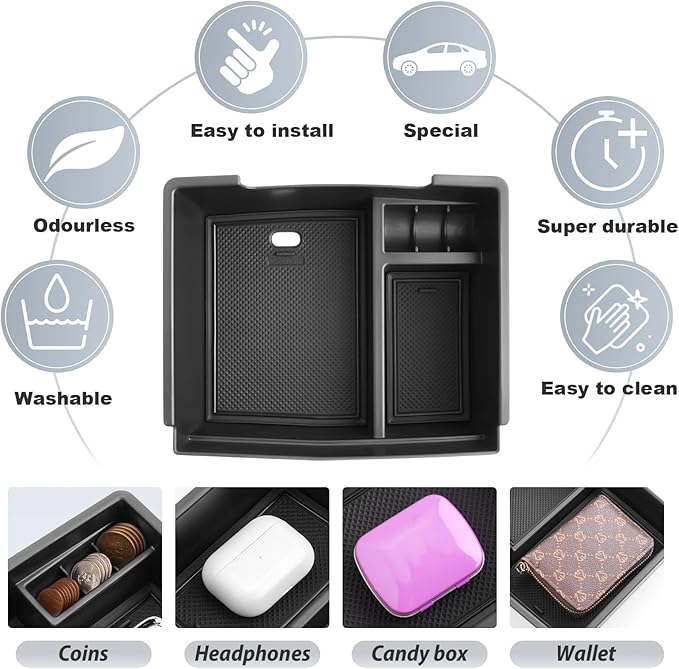 SKTU for 2024 2025 2026 Toyota Tacoma Center Console Organizer Toyota Tacoma 2024 2025 2026 Accessories 2024 2025 2026 Tacoma Console Tray for 2024 2025 2026 Tacoma Console Organizer with Coin Holder