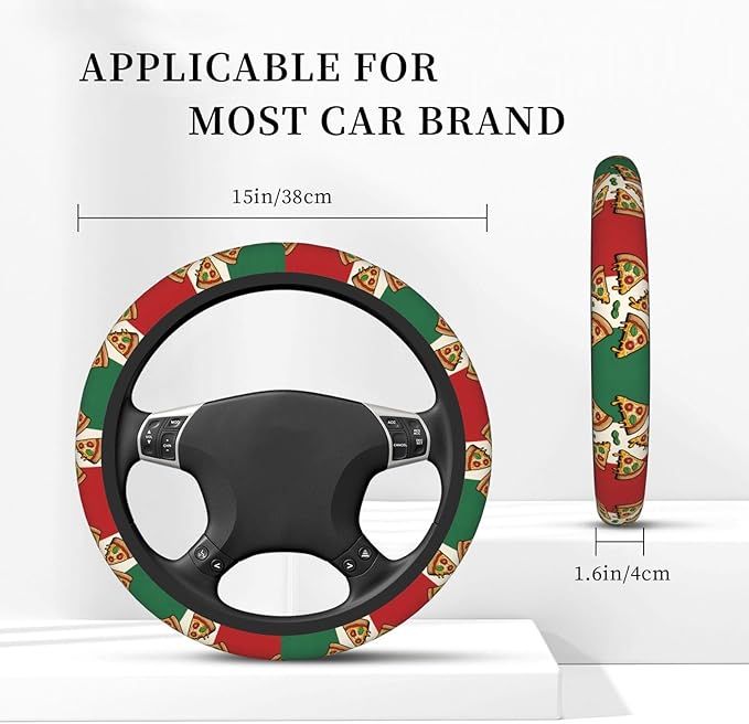 Neoprene Steering Wheel Cover Pizza Italy Flag Italian Car Steering Wheel Cover Universal Fit for Most Cars
