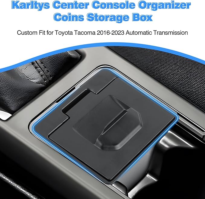 Karltys Center Console Coin Box Organizer with Coin Slot, ABS Material Car Coin Holder for Toyota Tacoma 2016-2023 Interior Accessories, Piggy Bank Gear Shift Organizer