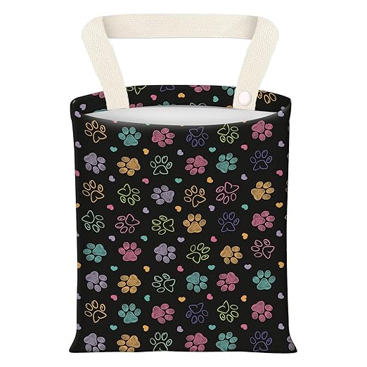 ADQWIOVL Car Garbage Can, Seat Back Hanging Cute Car Trash Can Bag, Car Organizer and Storage Bag for Travelling, Outdoor Cute Colorful Doodle Paw