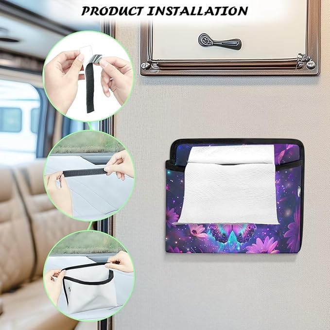 Purple Butterfly Car Seat Side Pocket Organizer Cell Phone Holder Storage Bag Pouch for Wallet Keys Document Auto Console Door Rear Seat Storage Box Automotive Interior Accessories
