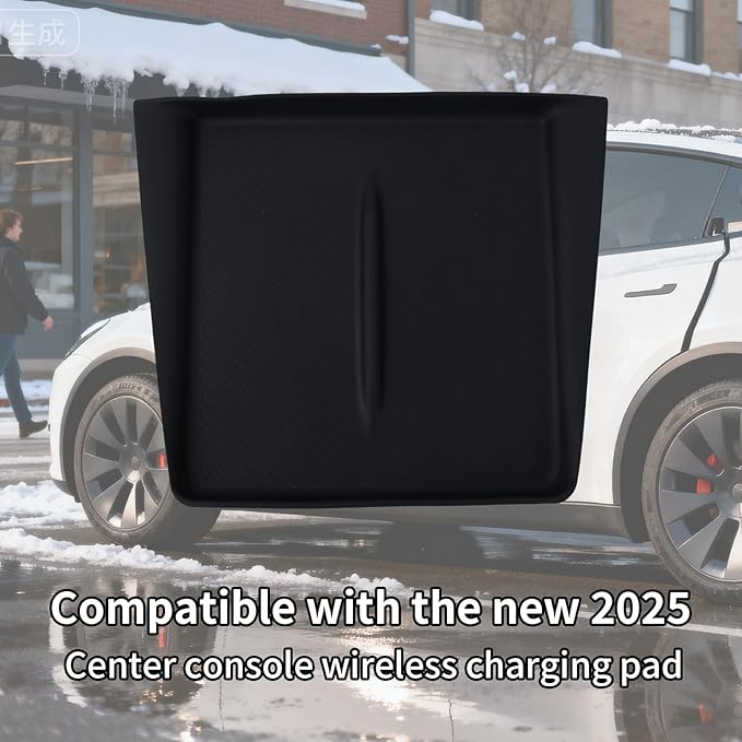 Center Console Wireless Pad, Upgrade Silicone Mat Non-Slip Design Charging Protector Black Center Console Accessories for Car Model 2025 New Version Juniper Y