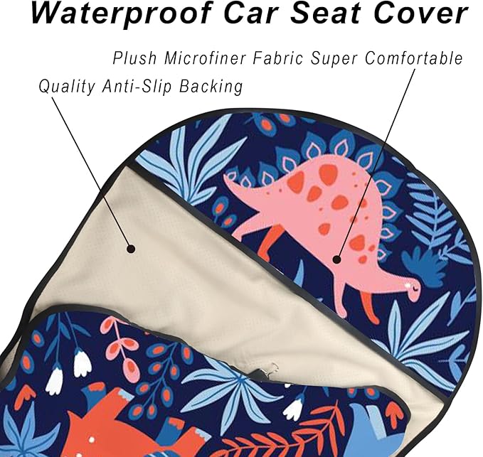 LoyaGour Car Seat Cover Protector Front Seats,for Gym Workout,Running,Swimming,Beach and Hiking,Waterproof Sweat Towel Bucket Seat Covers for Cars SUV Trucks (Dinosaur, 2Pcs)