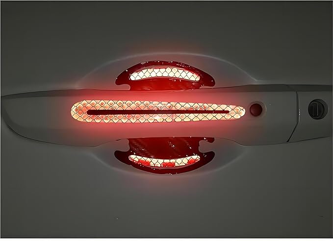 Car Door Protector-Door Handle Shielding Film, Door Dampening Pads, and Door Corner Guards for All Car Models - Noise Reduction & Anti-Scratch Solution (Red)