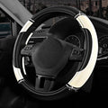 Road Comforts Leather Steering Wheel Cover - Made with PVC Leather - Anti-Slip, Universal Fit 14 1/2 inches to 15 inches - White
