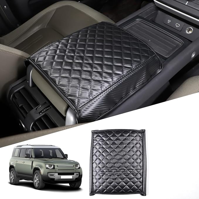 Car Center Console Pad for Land Rover Defender 2020-2023 Car Armrest Cover Leather Cushion Waterproof Auto Armrest Seat Box Protector Accessories (Carbon Fiber)