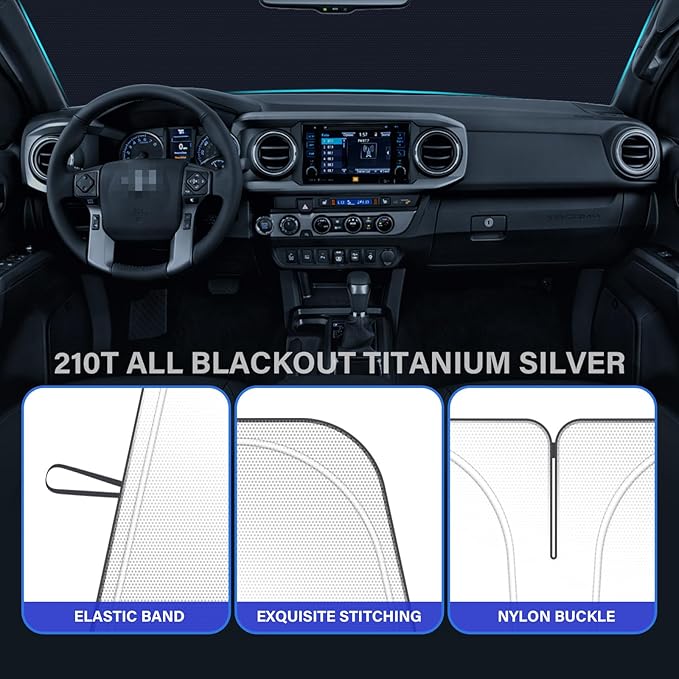 SHINEHOME Car Windshield Sun Shade Compatible with 2016-2023 2024 2025 2026 Toyota Tacoma Accessories Foldable Sunshade Truck Custom Windshield Sun Visor