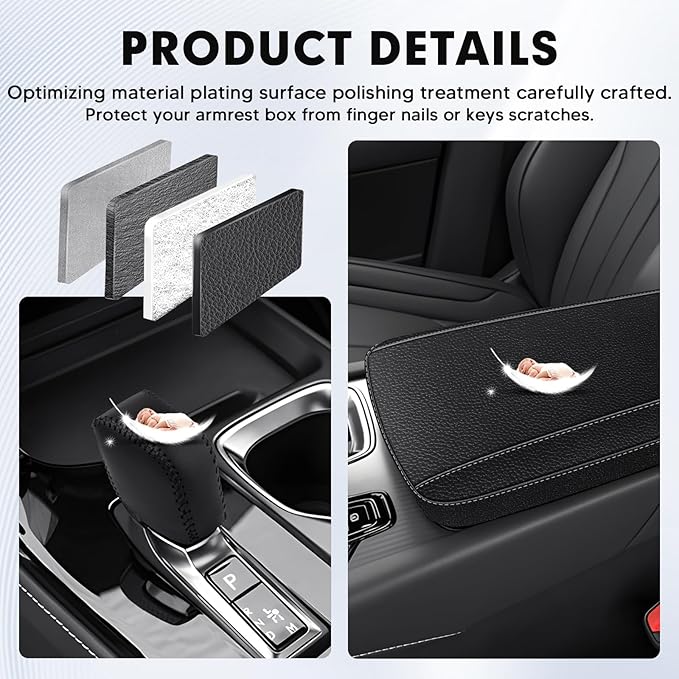 Autorder 2PCS Center Console Cover for 2023 2024 2025 Lexus RX350/RX350h/RX450h+/RX500h Accessories Gear Shift Knob Cover Anti-Scratch Leather Armrest Cover&Shift Knob Cover