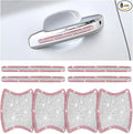 Mandark 8PCS Bling Car Door Handle Protector, Crystal Rhinestone Vehicle Door Bowl Protective Sticker, Glitter Anti-Scratch Auto Decor Decals Accessories, Universal for SUV, Sedan, Truck (White/Pink)