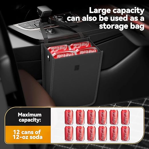 DEYILIAN Car Trash Can,Hanging Foldable Closure Design Mini Car Organizer and Storage Bag CarGarbage Can for The Back/Front/Console with 36pcs Disposable Black Trash Bags