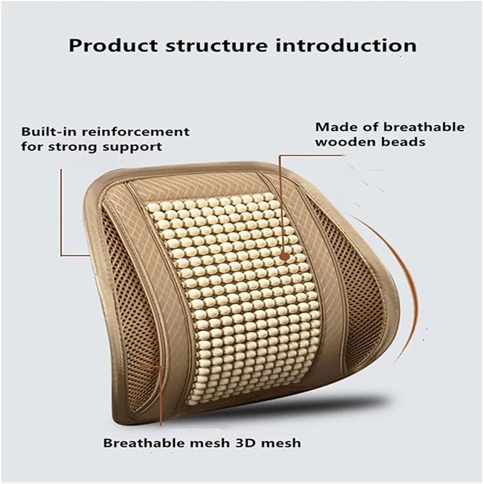 TOMSE Car Seat Chair Back Cushion for BMW X3 G01 2019 2020 2021 2022 2023 2024, Wooden Beads Ventilate Mesh Lumbar Brace Strong Durable Relieve Fatigue Summer Interior Accessories,B-Backrest