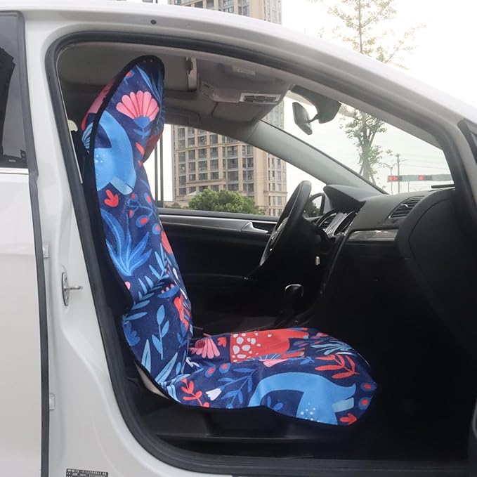 LoyaGour Car Seat Cover Protector Front Seats,for Gym Workout,Running,Swimming,Beach and Hiking,Waterproof Sweat Towel Bucket Seat Covers for Cars SUV Trucks (Dinosaur, 2Pcs)