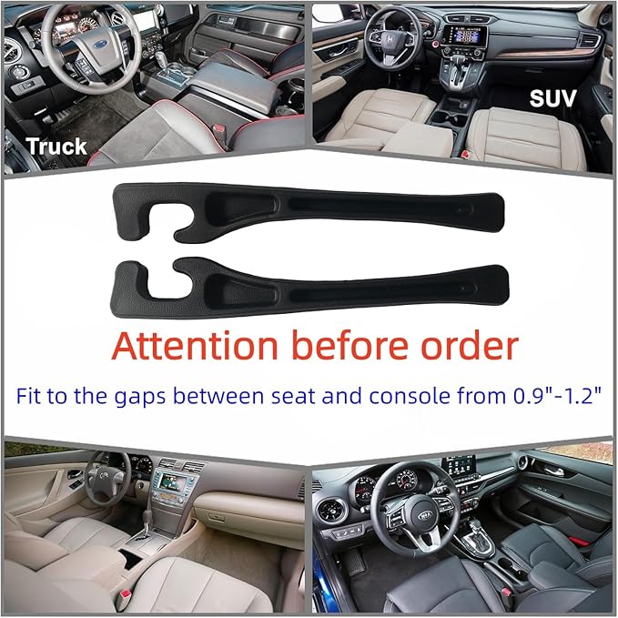 AxelNex Universal Car Seat Gap Filler, Storage Organizer for Vehicle Console Side Pockets (Black)