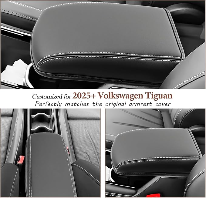 SKTU for 2025 2026 VW Tiguan Center Console Cover for 2025+ Volkswagen Tiguan (S/SE/SE R-Line Black/SEL R-Line) Armrest Cover 2025 2026 Tiguan Accessories 2025 2026 Tiguan Console Cushion (Thickened)