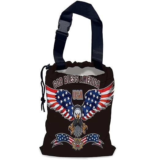 NHNXHWIA Bald Eagle Car Trash Bag,American Flag Hanging Drawstring Car Garbage Bag, Waterproof Canvas Car Back Seat Organizer with Adjustable Buckle, for Vehicles, SUVs, Camping, Road Trips