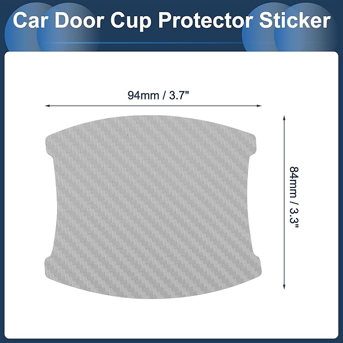 3D Car Door Handle Scratch Protector, 84x94mm Removable Magnetic Car Door Handle Protective Film Silver Tone, 4 Pcs