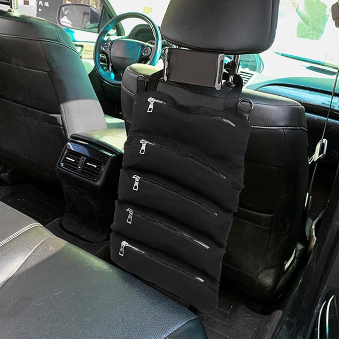 FAVOMOTO Car Seat Suspension Bag Foldable Auto Organizer for Wallet Phone Sunglasses Storage Space-Saving Rear Seat Hanging Storage Bag for Cars Suvs Trucks