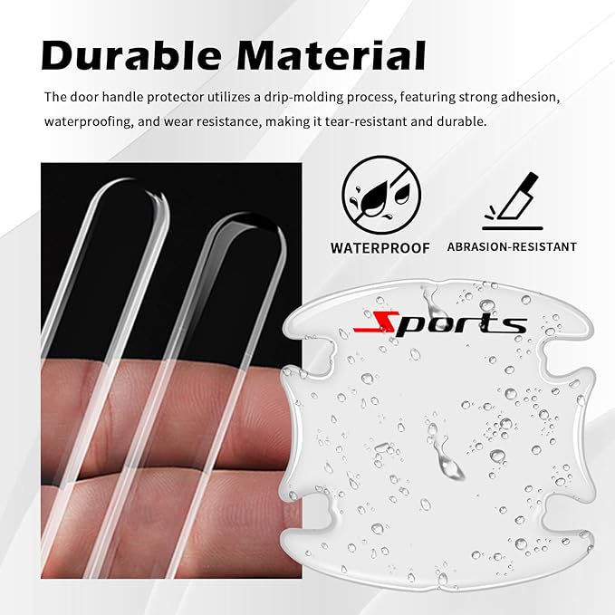 8PCS Car Door Handle Protector Anti-Scratch,Clear Car Door Handle Scratch Protector with Sports Design,Universal Self-Adhesive Cars Handles Protectors for Most Vehicles