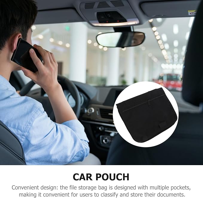 Didiseaon Car Pouch Organizer with Multiple Pockets, Oxford Cloth Glove Box File Storage Bag for Owners Manual and Registration Cards, Portable Center Console Organizer for Automotive