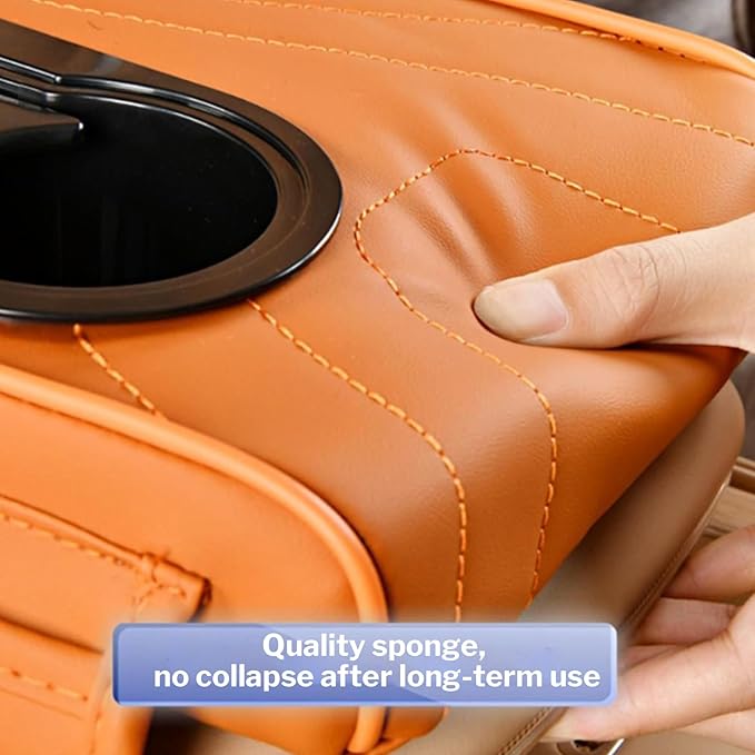 LAFANDE Car Armrest Cushion | Heightening Pad Arm Rest for Car, Center Console Cover with Storage Bags Cup Holder, Tissue Box Slot, Easy to Install and Clean