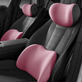 New Car Headrest & Lumbar Support Cushion for Toyota RAV4 2012-2024, Ergonomic Memory Foam Seat Headrest Neck Rest Cushion Breathable Removable Cover for Neck Back Relief,E/Pink