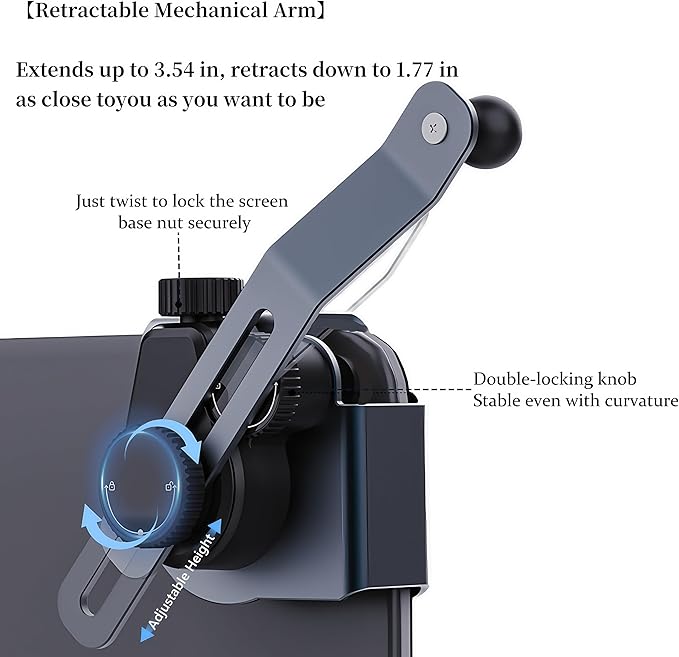 for Tesla Phone Mount Model 3/Y/S/X, Strong Magnetic Silicone Head, Adjustable Arm Phone Holder, for All Smartphones Models and 2CM Center Screen(Curved Screen Not Supported), Left