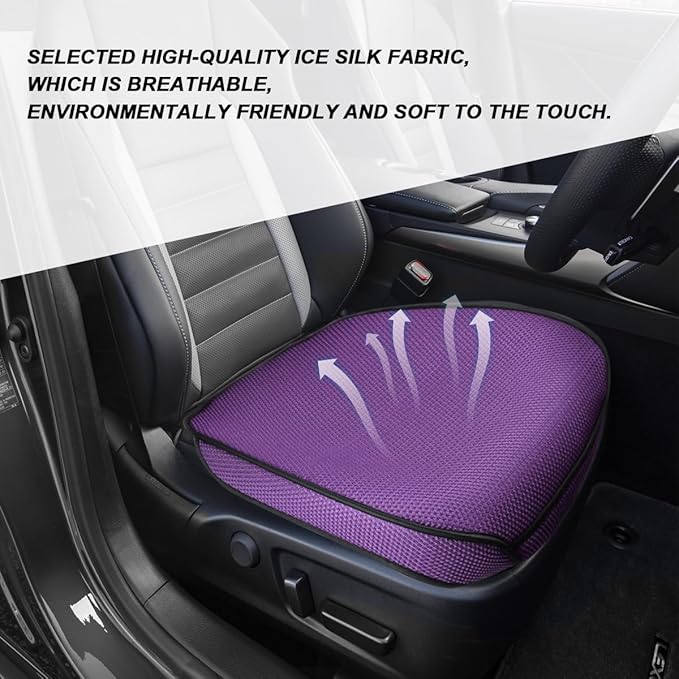 Car Front Seat Bottom Cover, Breathable Anti Slip Auto Frontseat Cushion Mat with Storage Pocket, Comfortable Vehicle Interior Chair Protection Pad, Universal for SUV Sedan Truck(Purple)