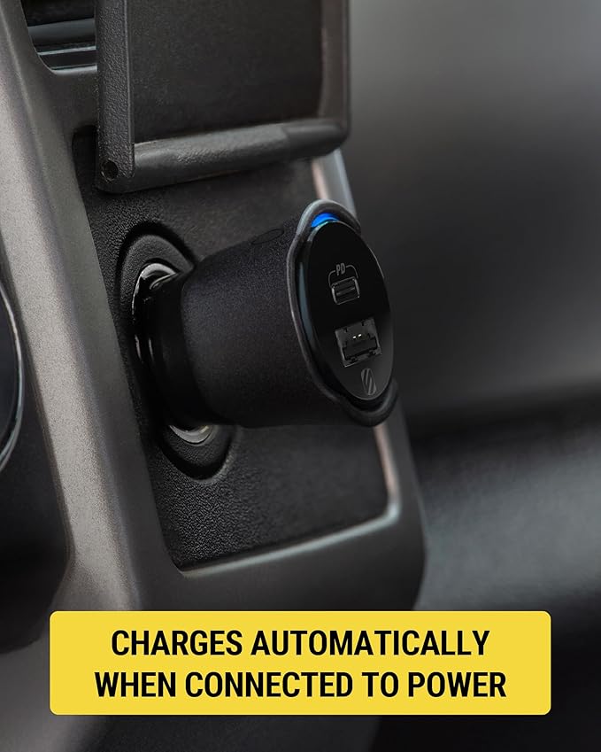 Scosche FoundIT Charge 32W Car Charger, Multi-Port Cigarette Lighter Adapter with 20W USB-C Fast Charging & 12W USB-A Port, Built-in Locator Compatible with Apple Find My & Android Find Hub