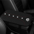 Bling Crown Car Center Console Cover, 12.7"×7.7" Armrest Cover for Cars, Waterproof Leather Arm Rest Box Pad Cushion, Universal Middle Console Cover Protector, Car Accessories (Black)